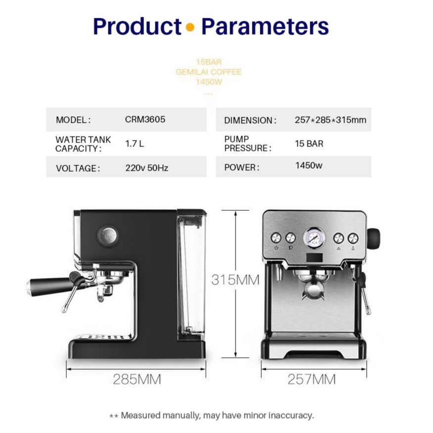 Máy pha cà phê Gemilai CRM 3605 Espresso