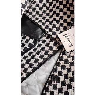 [HÀNG ORDER] Áo khoác croptop da hoạ tiết houndstooth (ảnh thật ở cuối)