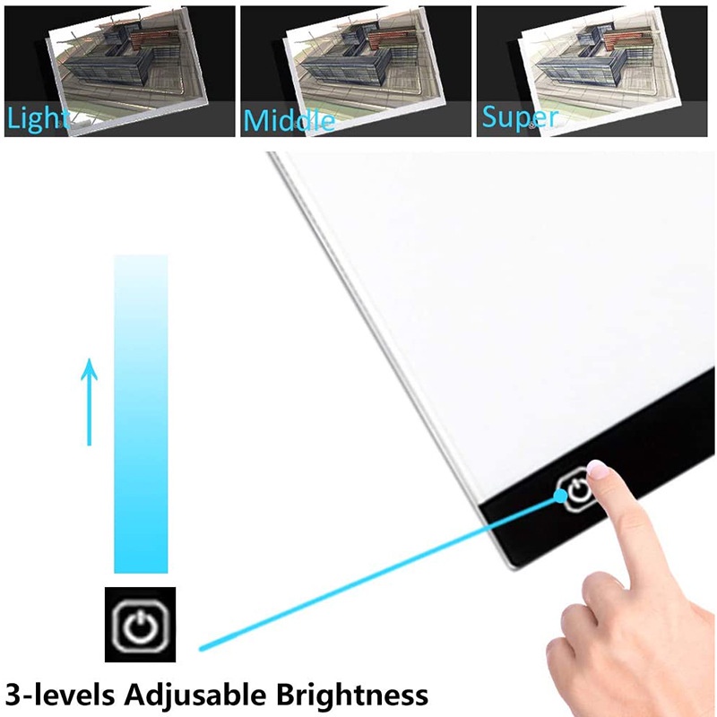 Hộp ánh sáng LED Tracer Truyền hiệu quả Ánh trắng mềm USB Sạc Tracing Pad siêu mỏng A4 để ghim 337 x 237 x 3,5mm Autumn063