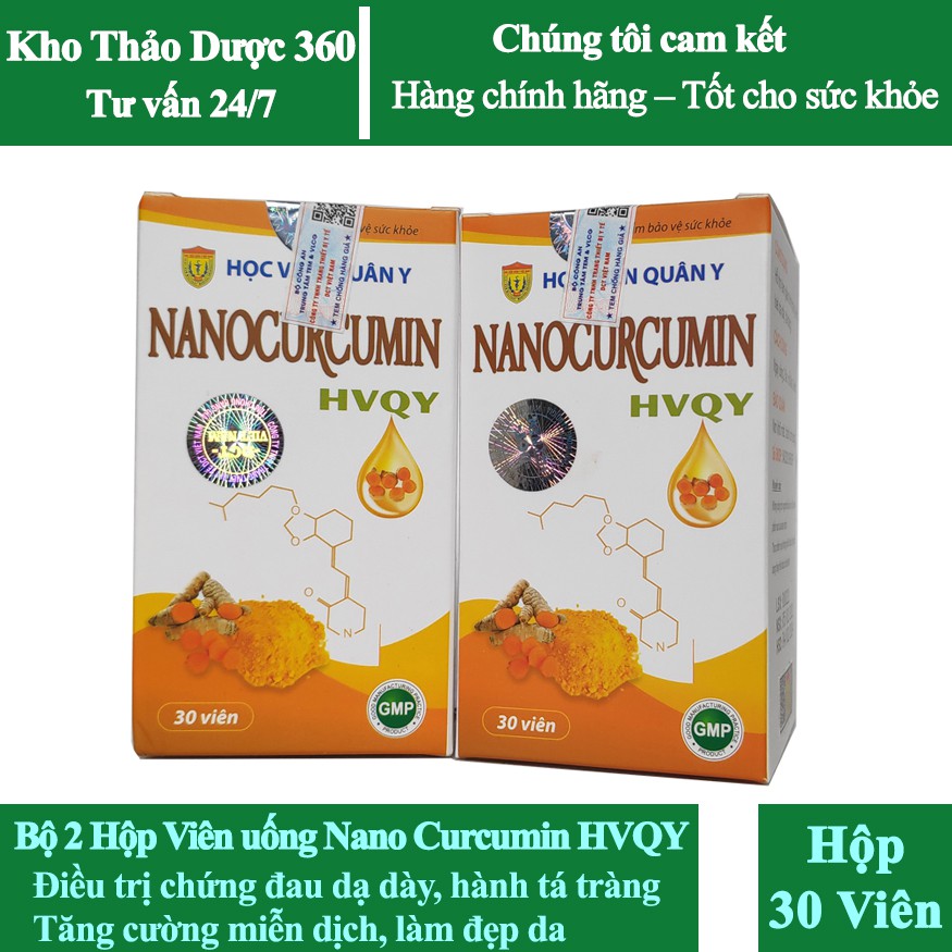 Hàng Mới/ Combo 2 Hộp Nano Curcumin Học Viện Quân Y hộp 30 viên