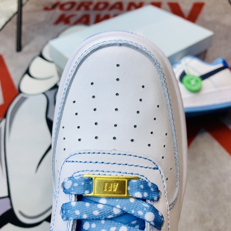 Giày thể thao sneaker cổ thấp AF1 Blue White Da Lộn Hàng SC
