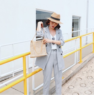 Set blazer ghi