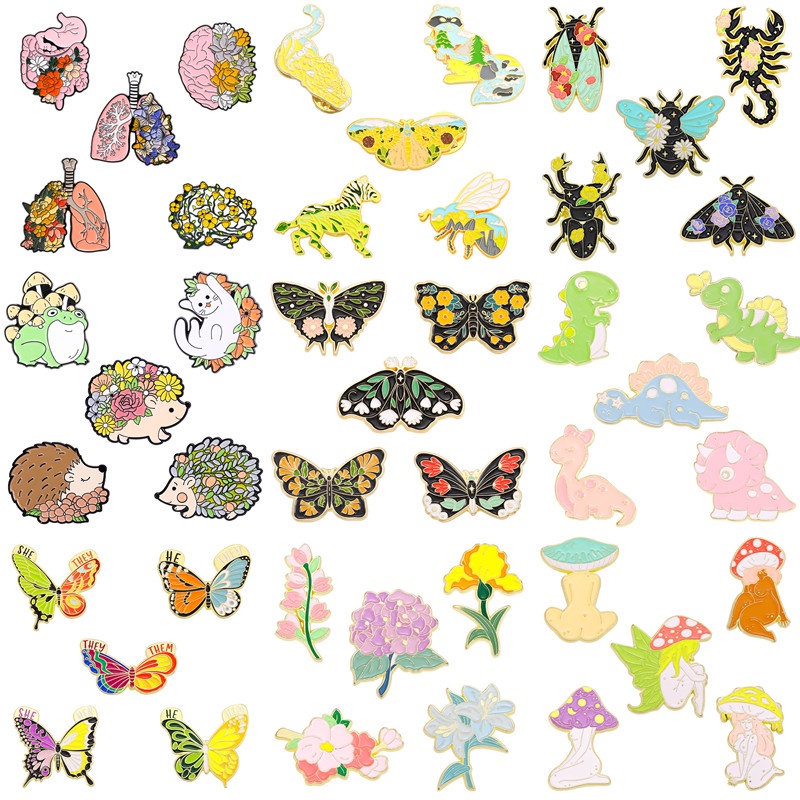 5 Ghim cài áo QIHE JEWELRY chủ đề hoạt hình nhiều màu sắc đáng yêu