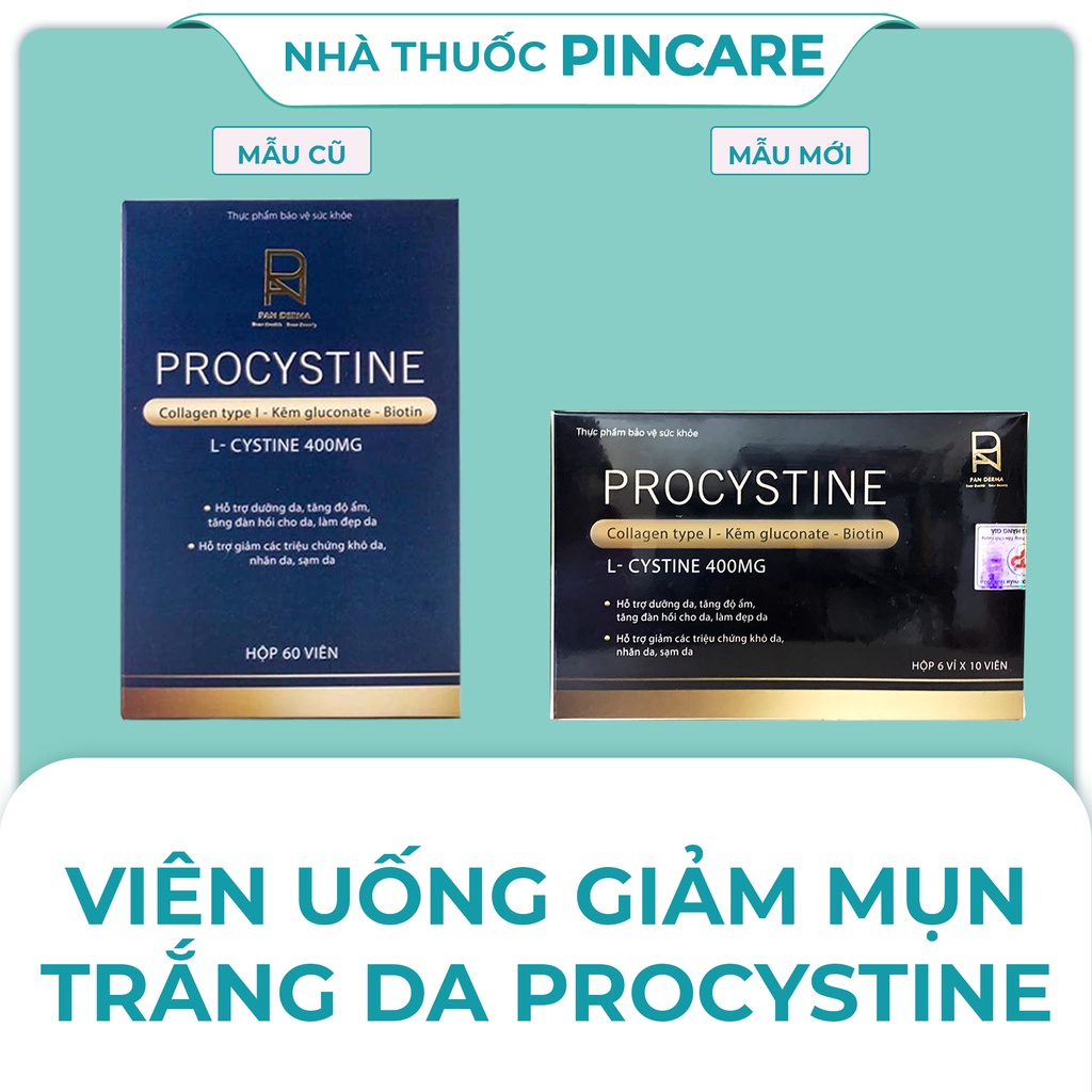 Viên uống trắng da giảm mụn Procystine 60 viên - Hàng chính hãng - Nhà Thuốc PinCare