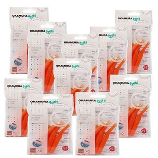 Okamura - Combo 10 bịch Bàn chải kẽ răng Asahi dạng chữ L (Bịch 6 cây)