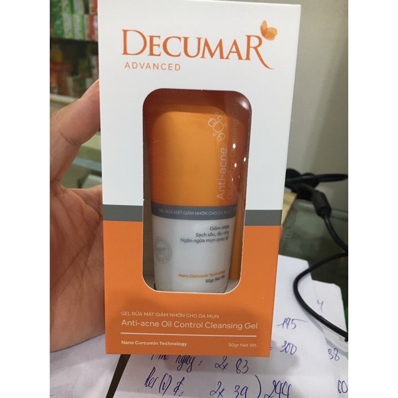 sữa rửa mặt decumar advanced dạng gel giảm nhờn- trị mụn- mờ sẹo