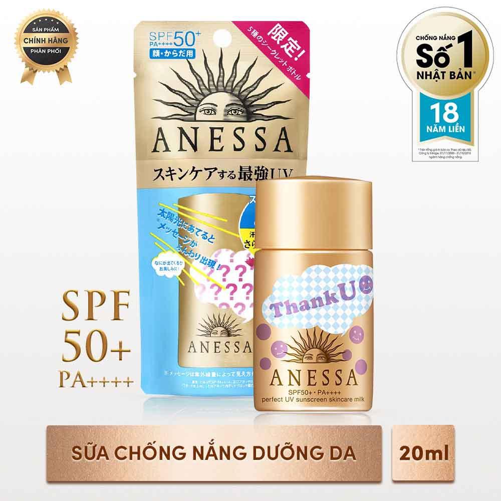 Sữa chống nắng bảo vệ hoàn hảo Anessa Perfect UV Sunscreen Skincare Milk SPF 50+, PA++++ 20ml  (THANK YOU VER.)