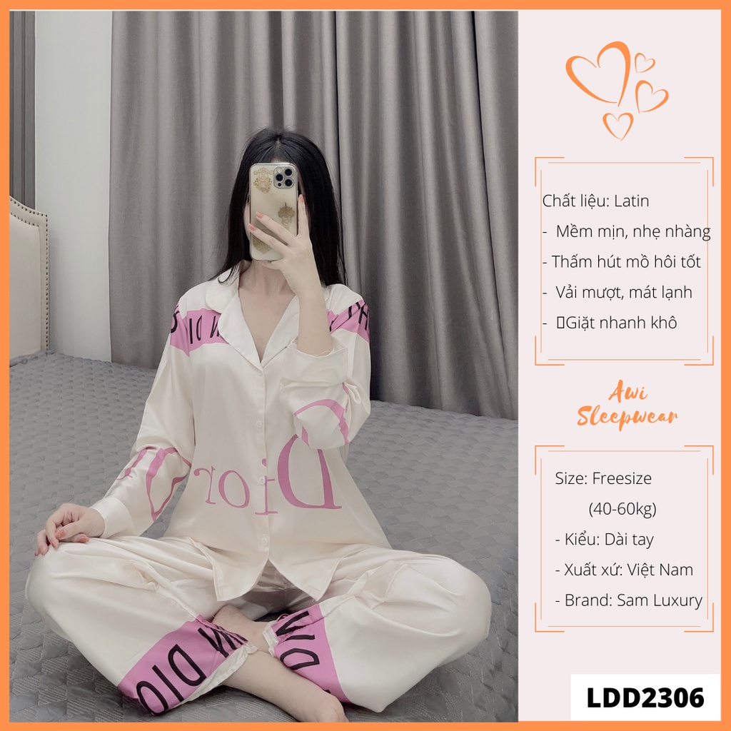 Bộ Pyjama Lụa Latin Dài Tay Nhiều Mẫu Sam Luxury 2 - Awi Sleepwear