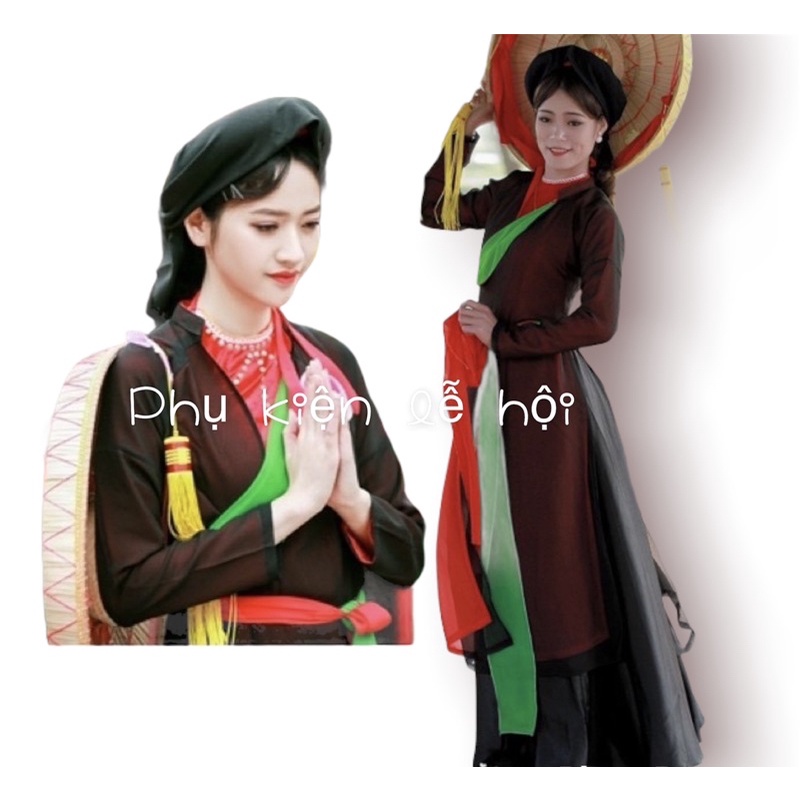 [FREESHIP] áo tứ thân nữ, áo quan họ nữ cao cấp the 2 lớp vạt xanh có cúc bấm vải xịn