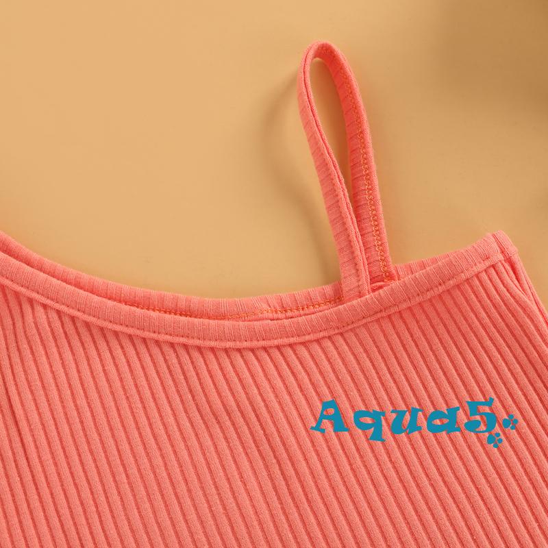 Áo Lửng Không Tay Màu Trơn Phong Cách Mùa Hè Cho Bé Gái