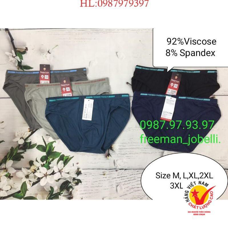 quần xì nam size bình thường đến size đại Freeman 6040-6050,giá cty 69k-bán 45k,quần sịp cotton lụa[hình thật + video