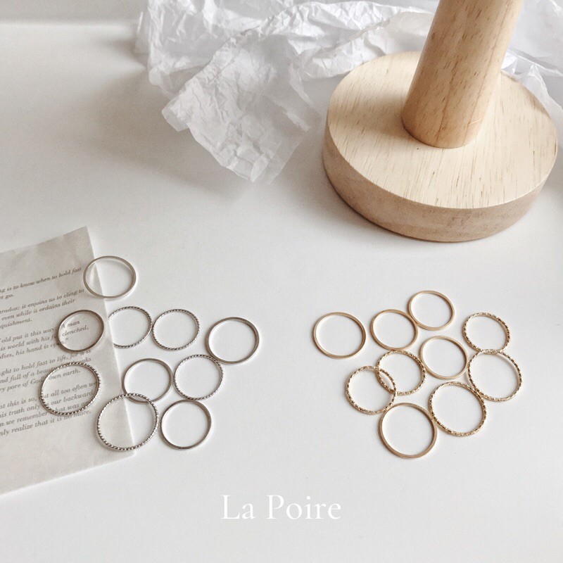Set nhẫn mảnh basic vintage 10 chiếc La Poire