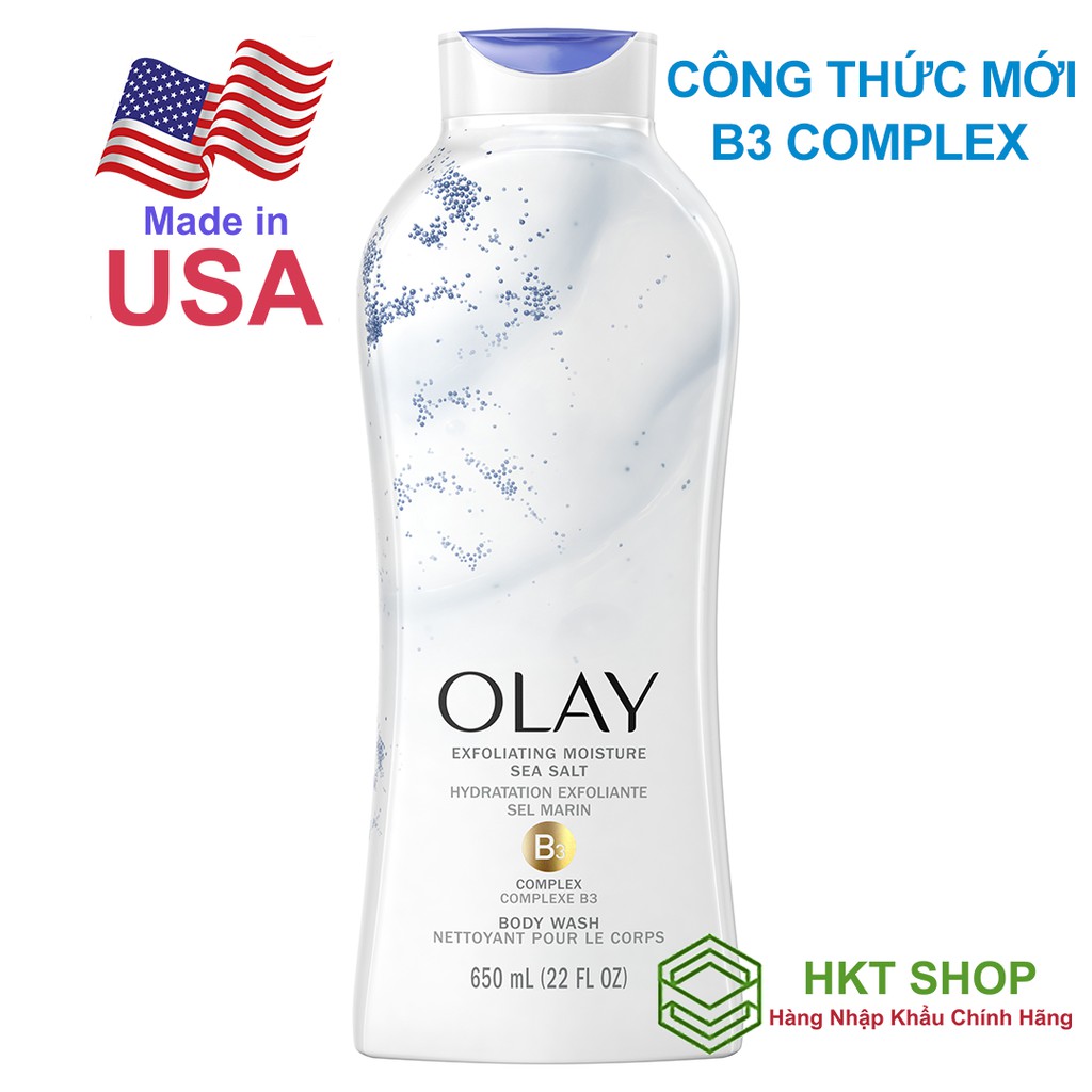 Sữa tắm Olay Hạt Muối Biển (Daily Exfoliating With Sea Salts) 650ml - HKT Shop