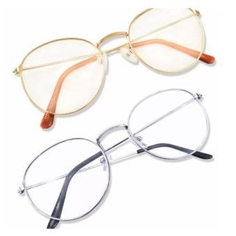 Mắt Kính Ngố Tròn Thời Trang Gọng Kim Loại