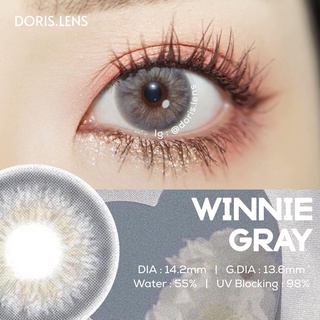 Kính áp tròng doris.lens - winnie gray giãn vừa 14.2mm lens mắt xám 0 đến 10 độ lệch độ