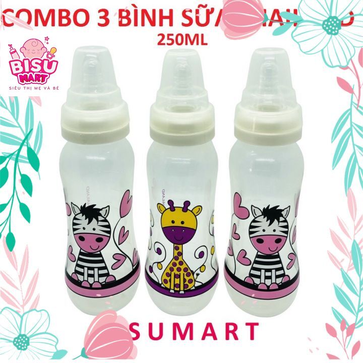 COMBO 3 Bình sữa cổ hẹp PAPPI Thailand 240ml