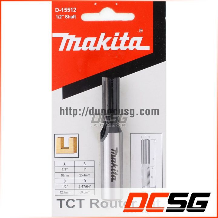 Mũi phay thẳng 10mm cốt 12.7mm 1/2&quot;x10mm Makita D-15512
