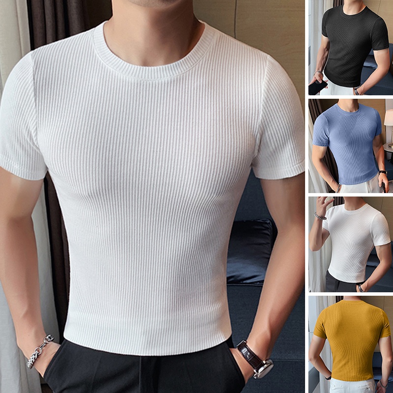 Áo Thun Tay Ngắn Màu Trơn Thời Trang Dành Cho Nam