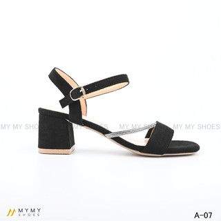 Sandal da lộn dây đá vát gót vuông 5p my my shoes A-07