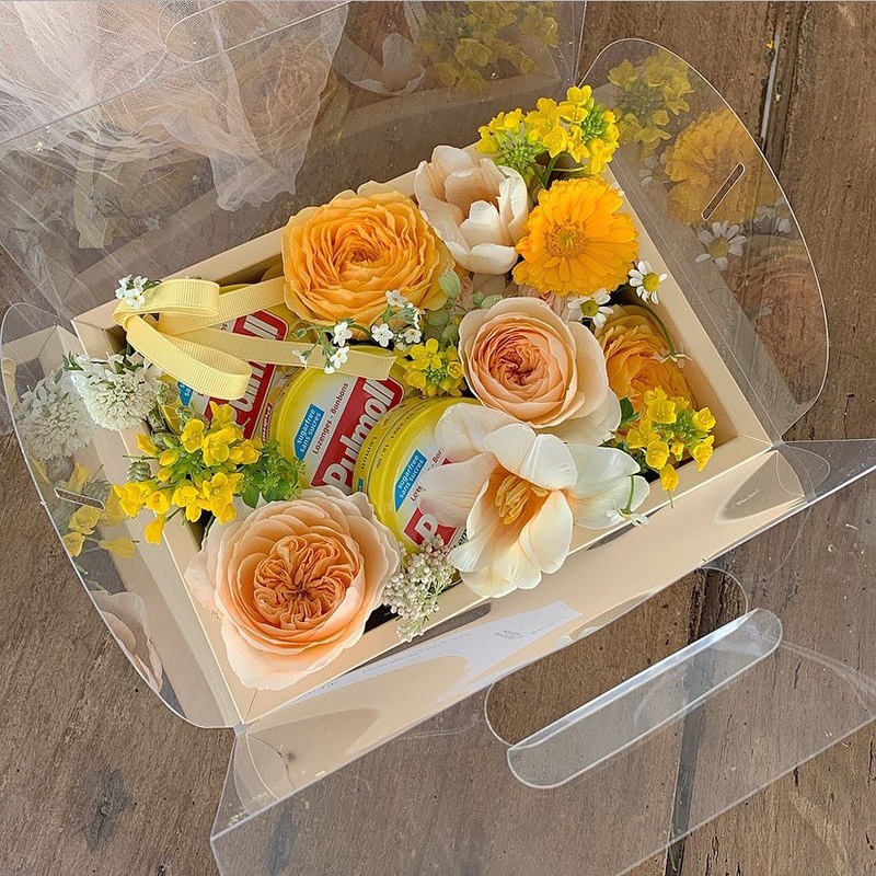 Hộp mica 2 ngăn bánh/hoa