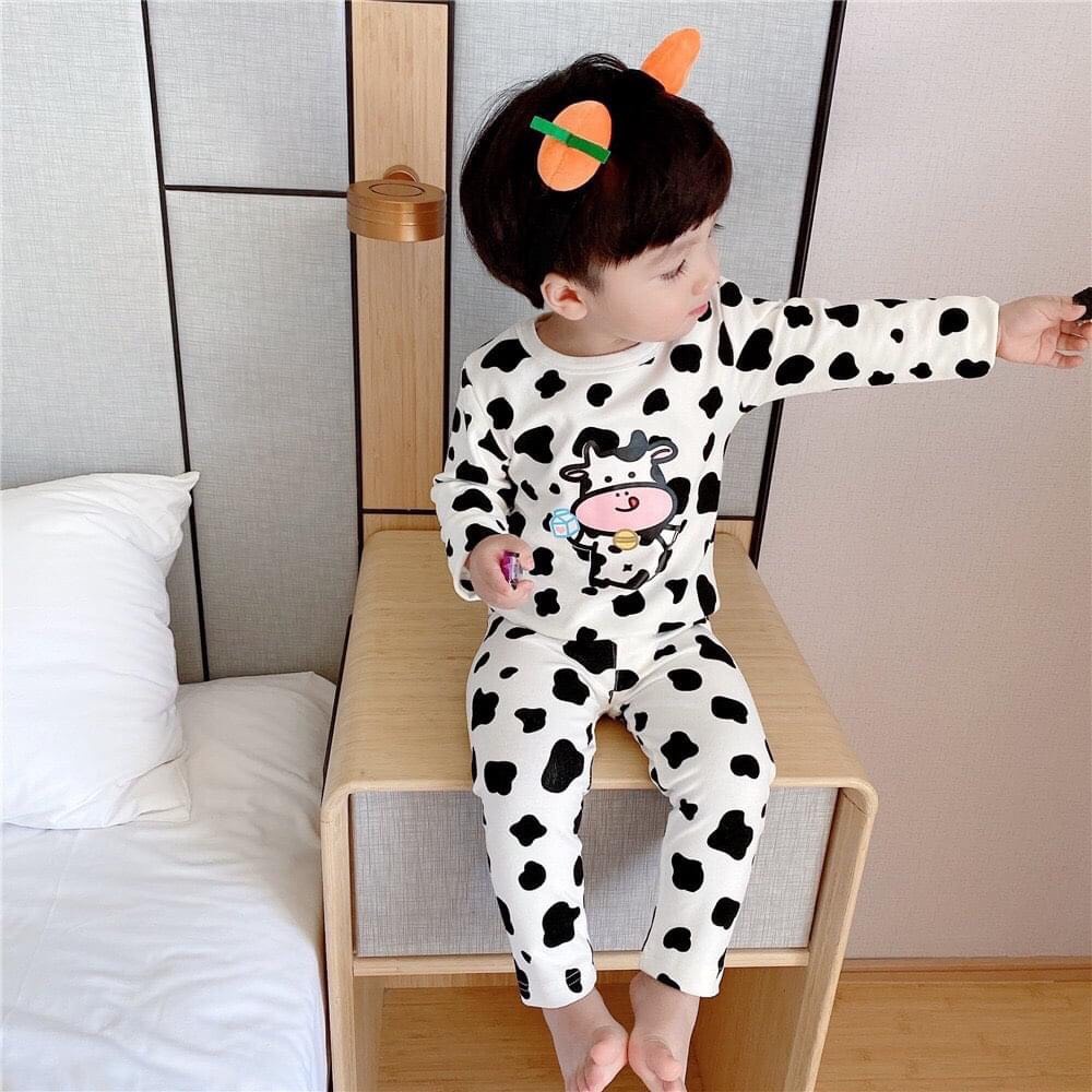 Đồ bé trai gái quần áo trẻ em thun lạnh họa tiết BÒ SỮA Minky Mom