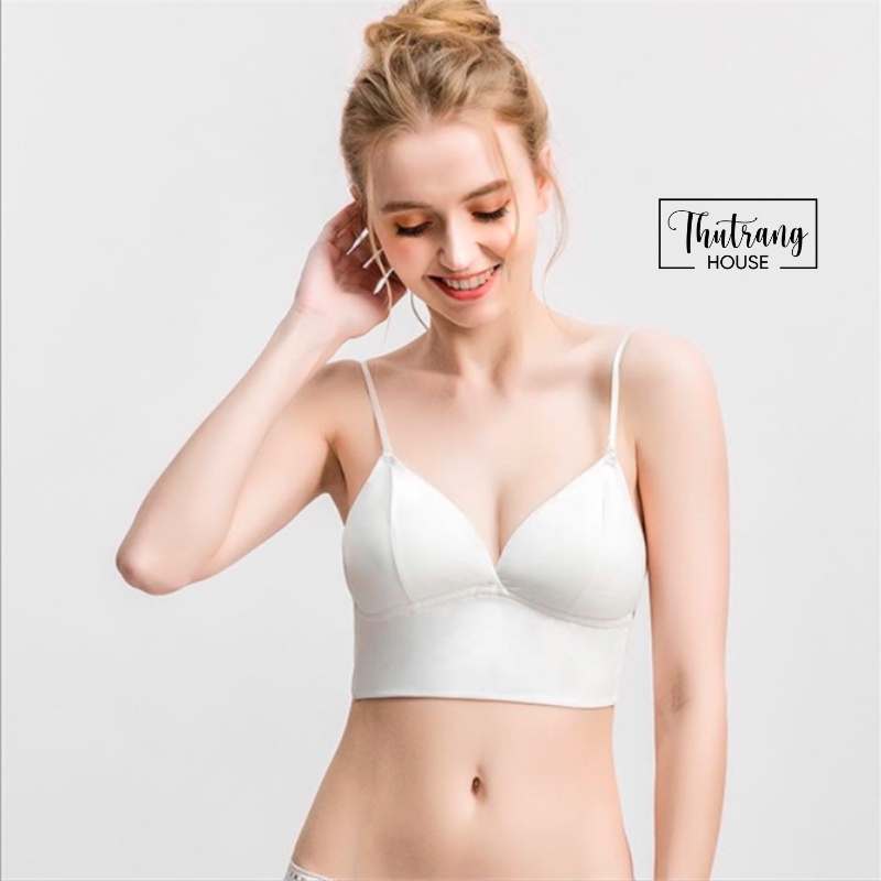 Áo ngực nữ 2 dây mảnh lót thun lạnh su đúc thể thao bra croptop nâng ngực không gọng cúp ngực cao cấp cho nữ M23