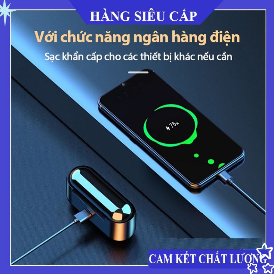 Tai Nghe Bluetooth Không Dây F9 TWS 5.0 Có Micro Nghe Gọi Cảm Ứng Chạm Chơi Game Giảm Tiếng Ồn - F9- Leli_store