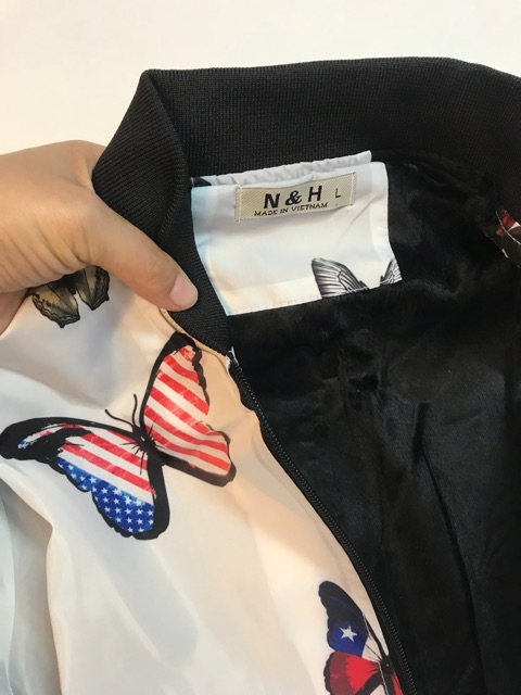 Áo khoác nam Bomber đen trắng