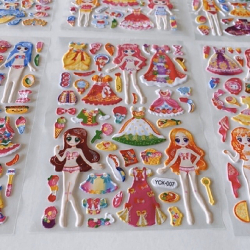 1 tờ dán nổi thời trang công chúa viền nhũ ( DN)