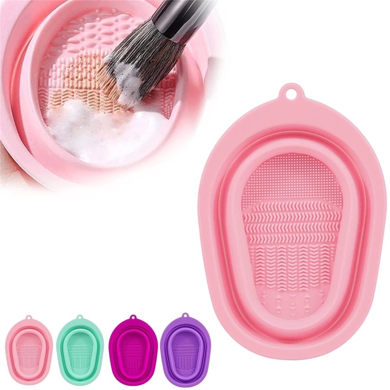 1 Bát Silicon Mềm Làm Sạch Cọ Trang Điểm Đa Năng Có Thể Gấp Gọn