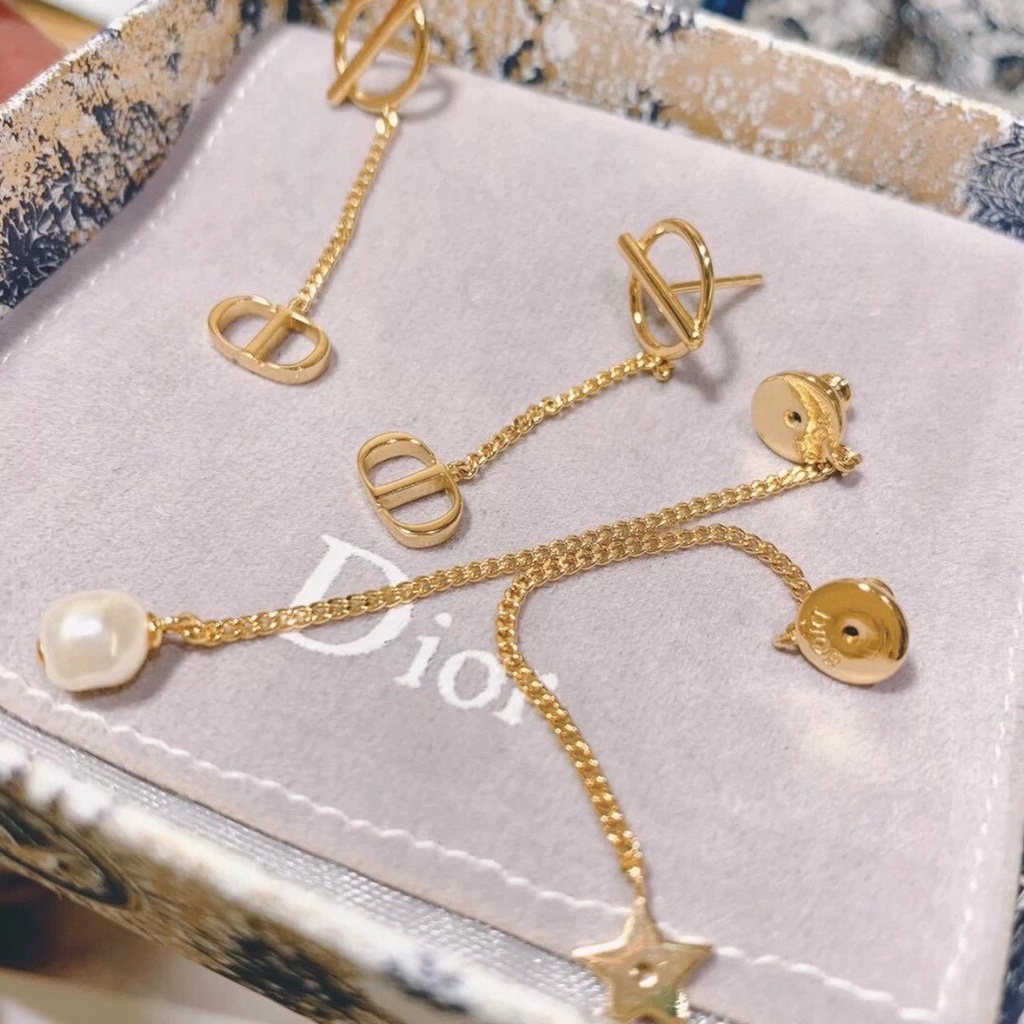 DIOR Khuyên Tai Bạc S925 Họa Tiết Chữ CD Thời Trang Dành Cho Nữ