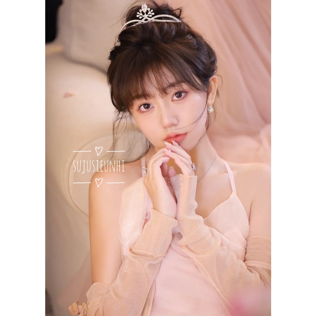 vương miện mẫu nhỏ đơn giản đính giọt nước dành cho phái nữ, phụ kiện cưới cô dâu, sinh nhật
