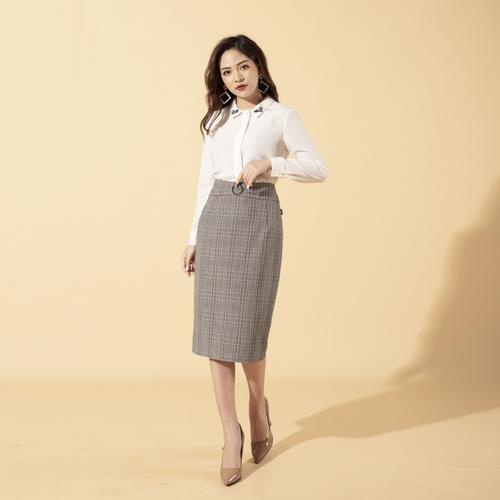 Juýp kẻ dáng ôm cạp đính đai MMOutfit J1119309