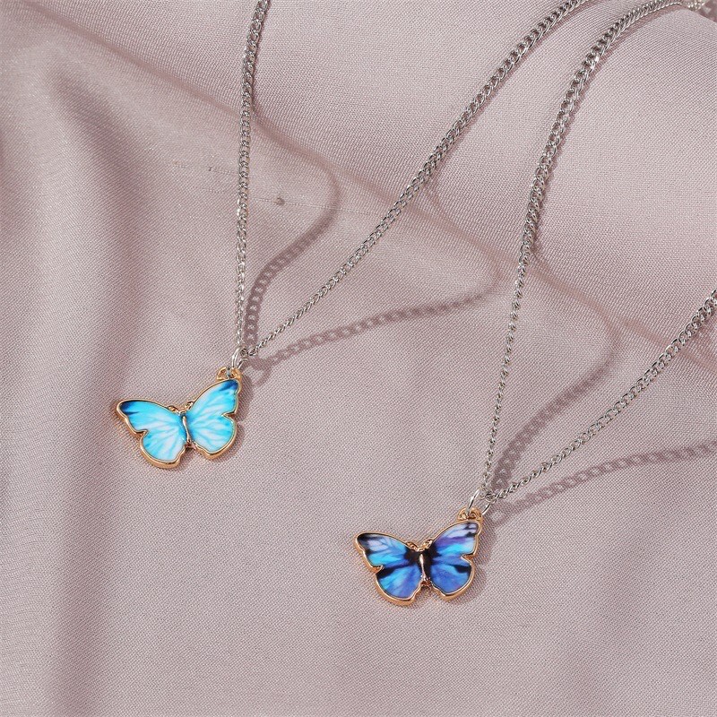 (Mới về) Vòng tay/Dây chuyền hình mặt bướm xanh Phong cách Hàn Quốc Tatitava