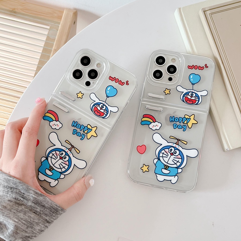 Ốp Điện Thoại Silicon TPU Mềm Trong Suốt Hình Doraemon 3D Cho iPhone 13 12 11 Pro Max XS Max XR