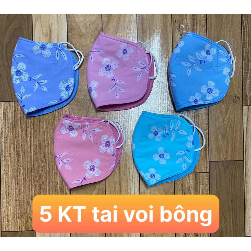 Combo 5 Khẩu trang vải ton bông và thú , loại tai voi ,3 lớp , thượng hiệu TUẤN ANH , giao nhiều màu ngẫu nhiên