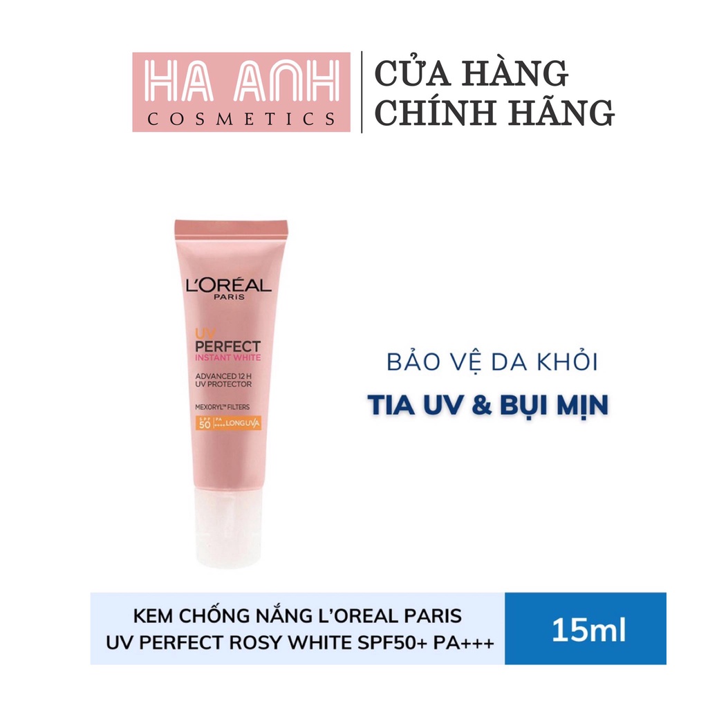 Chống Nắng L'Oréal  UV Perfect Rosy White 15ml (tặng tẩy trang 30ml)