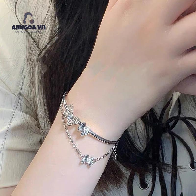 ✨✨Vòng Tay Hai Lớp Mặt Hình Bướm Phong Cách Hàn Quốc Cho Nữ