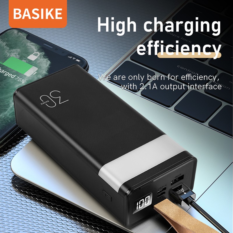 Sạc Dự Phòng 20000mAh 30000mAh BASIKE Màn hình kỹ thuật số LED có ánh sáng