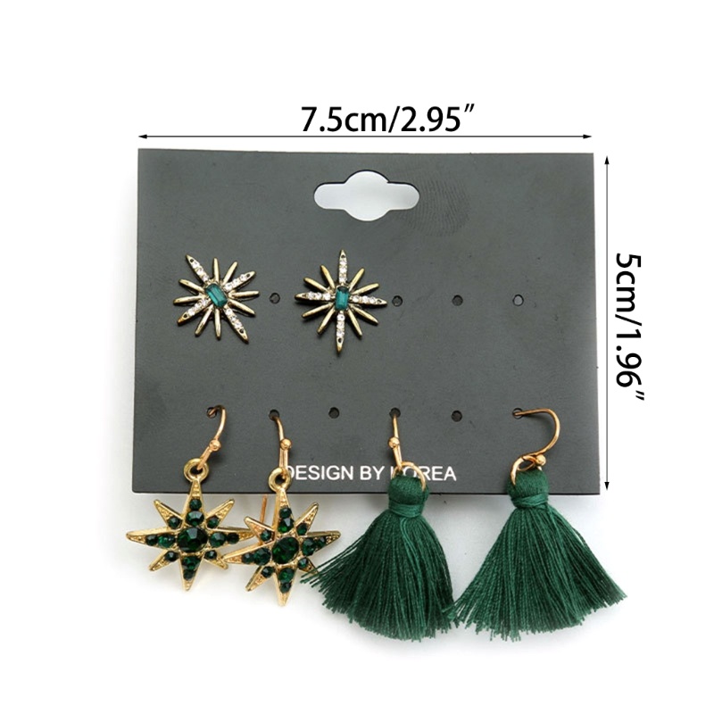 Set 3 Đôi Khuyên Tai Tua Rua Thời Trang Giáng Sinh Cho Nữ