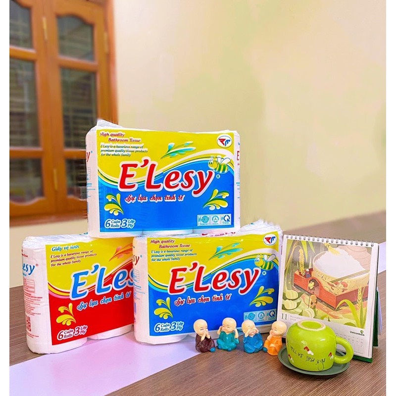 {E'LESY} Giấy Vệ Sinh 6 Cuộn Elesy Có Lõi Và Không Lõi Siêu Dai Siêu Mịn Chính Hãng