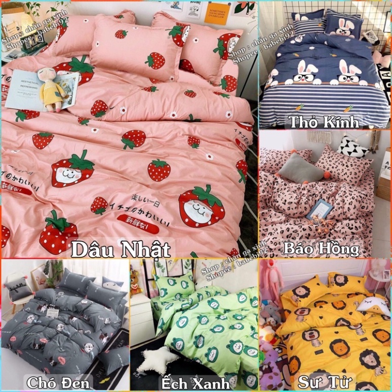 Bộ 5 Món Vỏ Chăn Ga Gối Coton poly Cao Cấp Nhiều Màu ( không kèm ruột) #chăn ga, gối, đệm