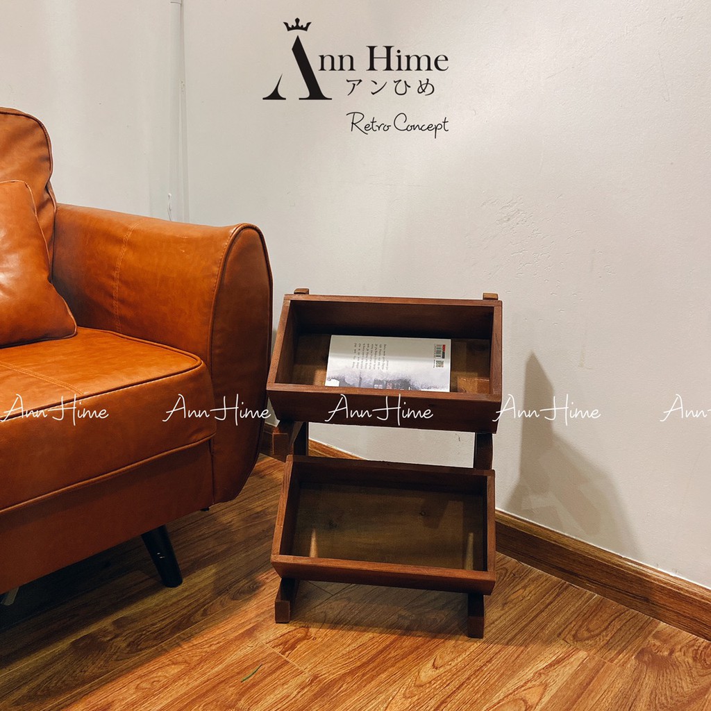 Kệ Để Đồ - Sách -Trái Cây Gỗ Thông Decor Phòng Khách & Quán Kiểu Retro Bắc Âu 3 Tầng SP13