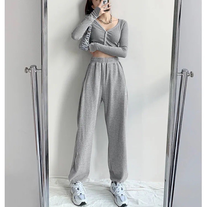 Quần jogger len tăm ống rút