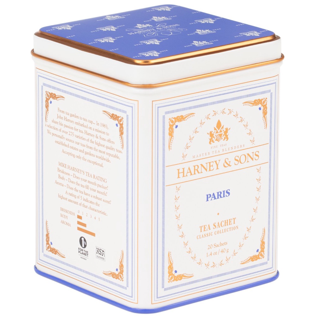 Trà bá tước Paris hương quả mọng caramel vanilla Harney and Sons hộp thiếc date 05/2023 (hàng Mỹ)