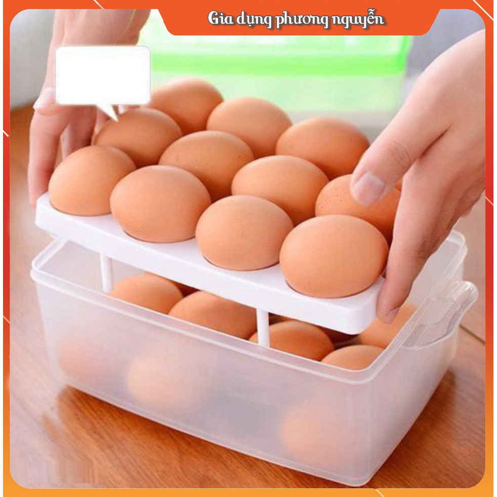 Hộp đựng trứng 24 quả 2 tầng - Khay đựng trứng gà có nắp
