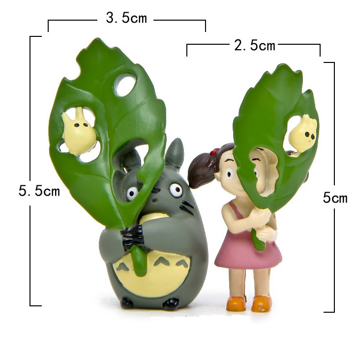 Mô hình Tiểu Mai che lá với Chibi Totoro dùng trang trí tiểu cảnh, làm móc khóa, DIY