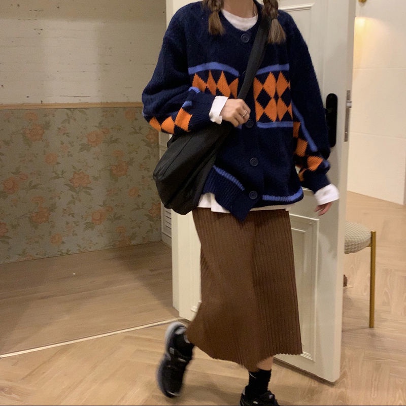 [SPOT] Cassaccoon sọc áo khoác áo choàng so với phong cách retro của Hàn Quốc