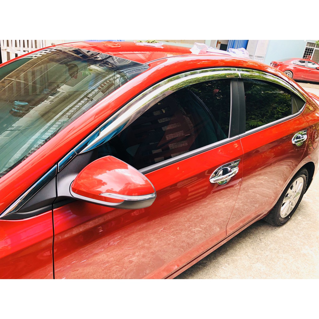 Bộ vè che mưa Mạ crom 10 chi tiết Cao cấp cho Hyundai Accent 2018-2021 nhập khẩu Hàn Quốc