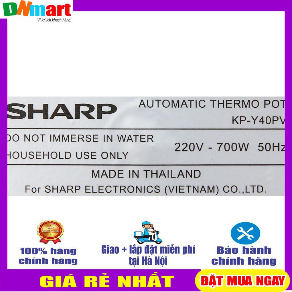 Bình thủy điện Sharp KP-Y40PV 4L